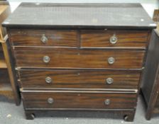 A 19th century mahogany chest of drawers, with two short drawers above three long drawers,