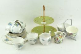 A Colclough bone china part tea set; together with an 'Old Foley' cake stand and other items,