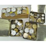 A large collection of assorted pocket watches and movements,