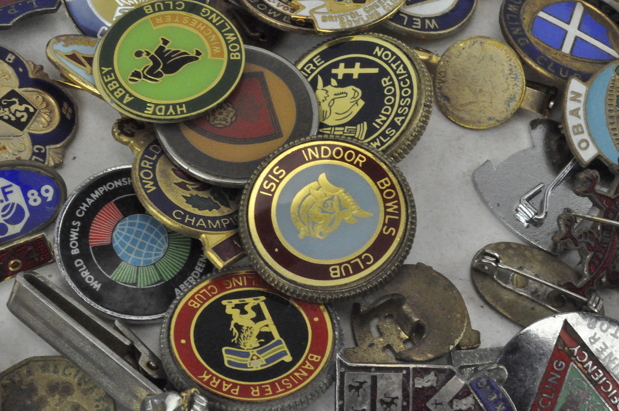 A collection of assorted enamel bowling badges of various designs - Image 2 of 2