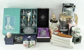 Assorted collectables, to include ceramics, crystal decanter set in box,