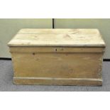 A late 19th/early 20th century pine blanket box of rectangular form,