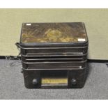 A vintage Danish Vekhestrom 1940's Art Deco Radio, in stained oak rectangular case,