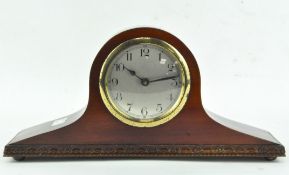 A Napoleon hat mahogany mantle clock, 20th century, with silvered dial,