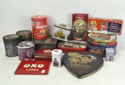 A quantity of vintage tins, including Cadburys Milk Tray,