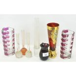 A group of glass vases including a pair of Val St Lambert style vases