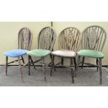 Four wheel back dining chairs,