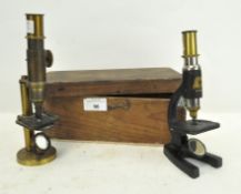 A Victorian brass microscope,
