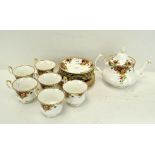 A Royal Albert "Old Country Roses" six piece tea set, comprising teapot, cups,