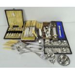 Assorted silver plated flatware, most in boxes,