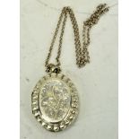 A silver locket and chain,