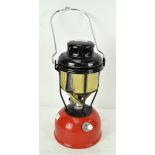 A vintage red enamel tilly lamp lantern,
