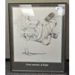 A 'Great Moments of Rugby' framed and glazed print,