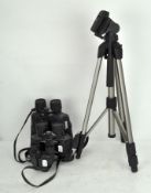 Three pairs of binoculars, including Bushnell 10 x-30 x 50mm,