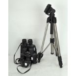 Three pairs of binoculars, including Bushnell 10 x-30 x 50mm,