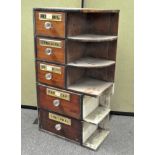 A 20th century chemist's apothecary corner cabinet,