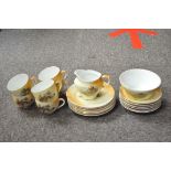 A Victoria china "Rustic Scenes" Czech part tea service, circa 1920's, comprising teacups, saucers,