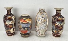 A group of Japanese vases, including Kutani style examples,