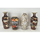 A group of Japanese vases, including Kutani style examples,