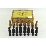 A 20th century turned wooden chess set, the King