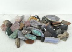 A selection of semi precious stone slabs, various shapes and sizes,
