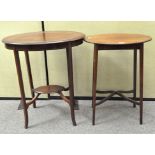 Two mahogany occasional tables with inlaid decoration, both of oval form,