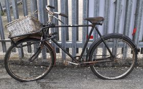 A vintage Pashley 'Workbike' bicycle, mounted with a basket to the front,