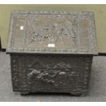 A late 19th/early 20th century embossed coal box,