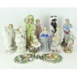 A box of assorted Continental and English porcelain figures, late 19th/early 20th century,