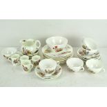 A floral Coalport coffee set, including coffee cans, plates,