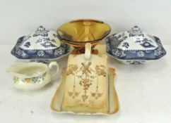 Two Wood & sons "Tsing" Woods ware lidded tureens, of square form,