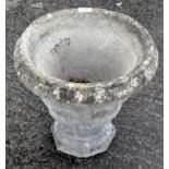 Various concrete patio troughs and jardinieres, including a large urn-shaped examples,