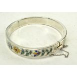 A silver and enamel bracelet, decorated in the cloisonne style, stamped TDC Silver 925,