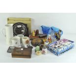 A mixed group of items, including a mid-century clock by Elco,