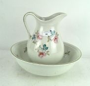 A Burleigh ironstone Staffordshire wash bowl with matching jug