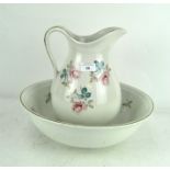 A Burleigh ironstone Staffordshire wash bowl with matching jug