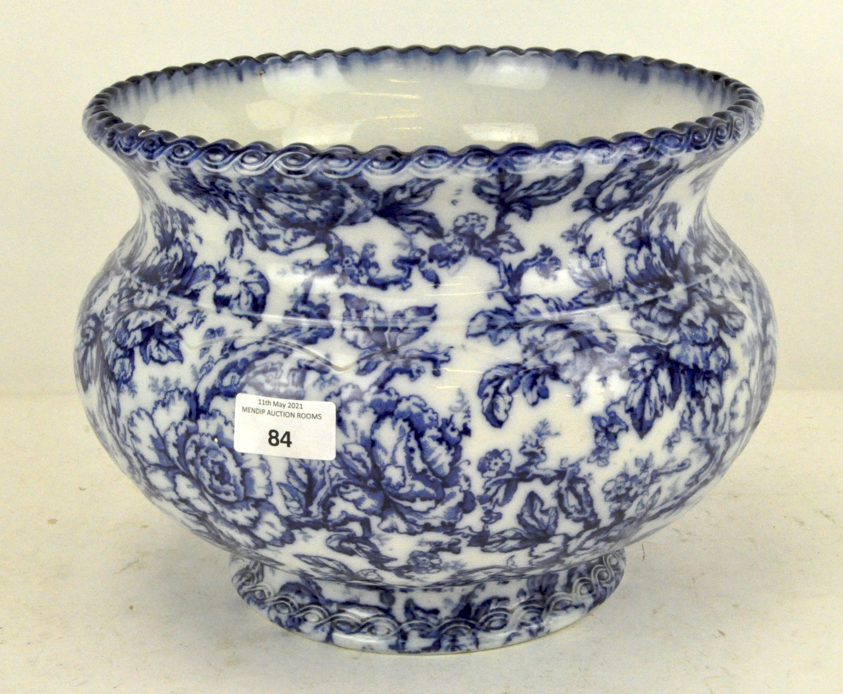 A Keeling and Co Ltd, 'Cavendish' pattern blue and white jardiniere,