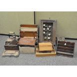 A selection of wooden boxes and letter racks, of various sizes,