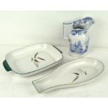 A Denby stoneware fish dish and oblong dish, largest 33cm x 15cm,