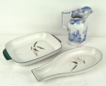 A Denby stoneware fish dish and oblong dish, largest 33cm x 15cm,