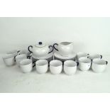 A Habitat 'Nil' pattern part coffee service, with blue borders on a white ground, 20th century,