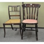 A lathe back kitchen chair and a Regency style dining chair (2)