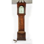 An early 19th century oak long case clock with inlaid decoration,