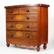 A Victorian bow-fronted mahogany chest of drawers, late 19th century,
