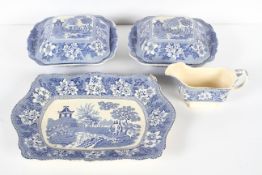 A collection of Staffordshire blue and white pottery (Hadderidge Pottery),