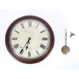 A 19th century mahogany wall clock, the 12" painted, domed dial possibly inscribed Jawlett/ Bristol,