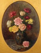 Camille Matisse, 20th century, Still Life of Roses in a vases, oil on board, signed Camille Matisse,