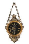 A French Systeme Brevete gilt-metal mounted wall clock,