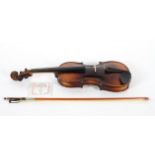 A violin with a two piece back, Stradivarius paper label,