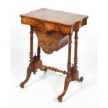 A Victorian walnut work table, late 19th century,